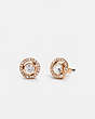 COACH®,HALO PAVE 2-IN-1 STUD EARRINGS,Plated Brass,Rose Gold/Clear,Front View