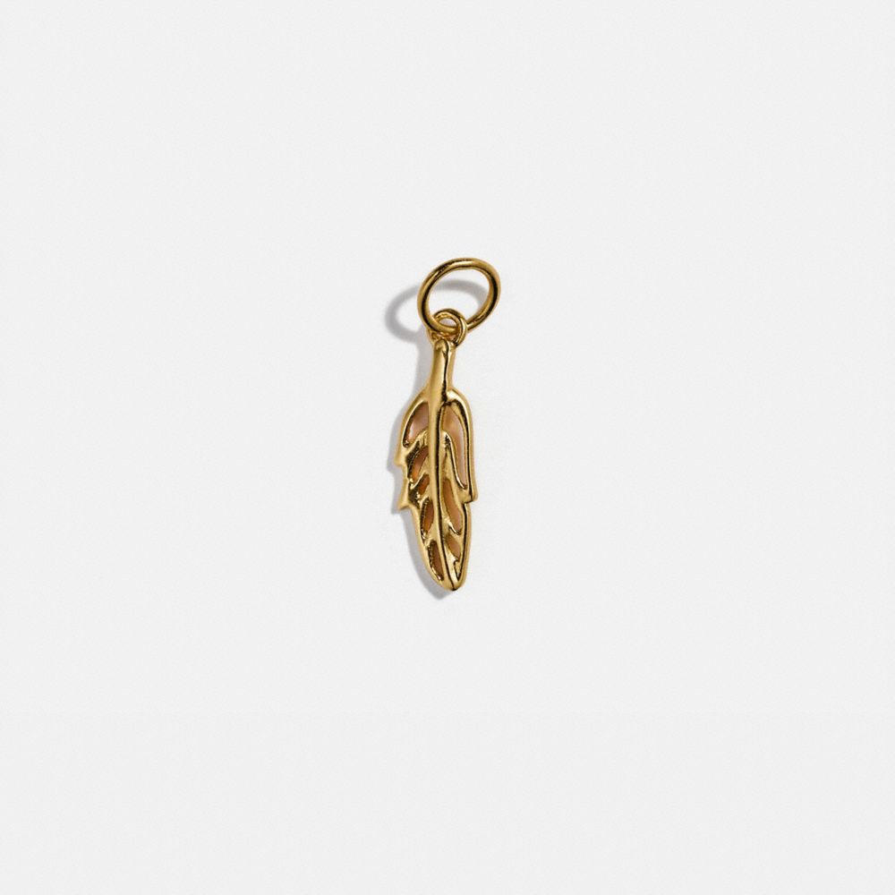 COACH®,COLLECTIBLE FEATHER CHARM,Gold,Front View