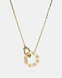 COACH®,PEGGED SIGNATURE NECKLACE,Plated Brass/Enamel,Gold/Chalk,Front View