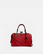 COACH®,KISSLOCK DREAMER 21 WITH QUILTING AND RIVETS,Leather,Medium,Pewter/Red Apple,Front View