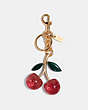 COACH®,SIGNATURE CHERRY BAG CHARM,resin,Gold/Pink Multi,Front View