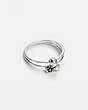 COACH®,MINI TEA ROSE CLUSTER RING SET,Plated Brass,Silver/Multi,Front View