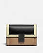 COACH®,HUTTON WALLET IN COLORBLOCK,Leather,Pewter/Black Multi,Front View