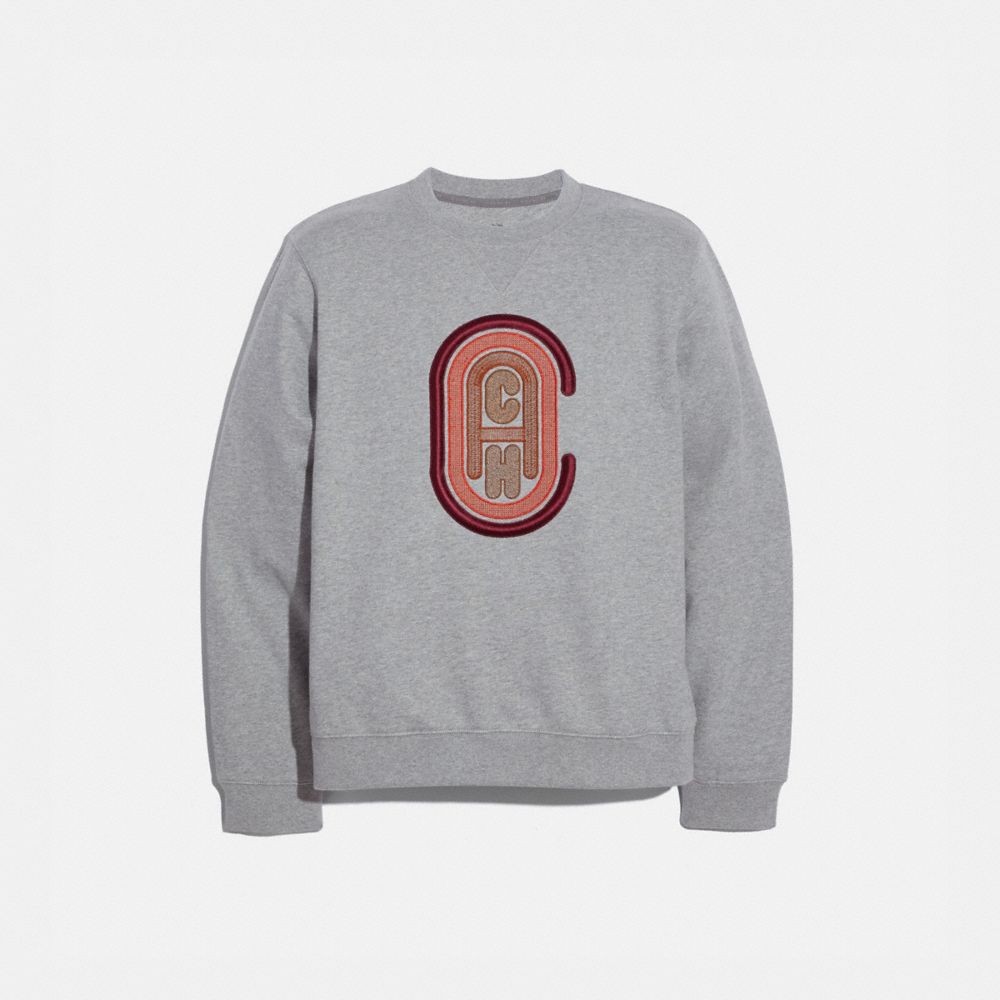 COACH®,COACH SWEATSHIRT,cotton,HEATHER GREY,Front View