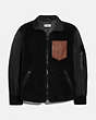 COACH®,FLEECE MA-1 JACKET,Polyester,Black,Front View