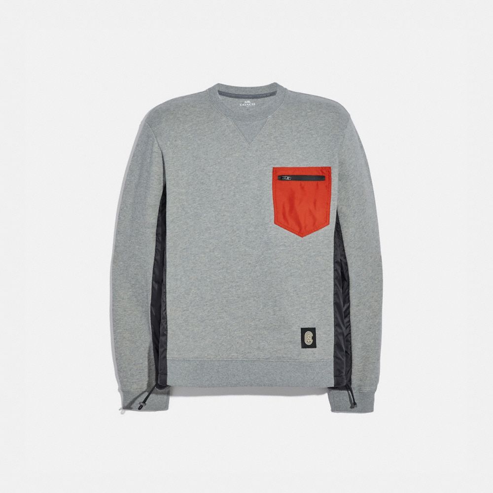 COACH®,NYLON SWEATSHIRT,cotton,Heather Grey/Black,Front View