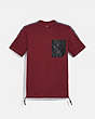 COACH®,HORSE AND CARRIAGE POCKET T-SHIRT,cotton,Burgundy,Front View