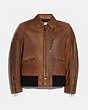 COACH®,LEATHER BIKER JACKET,Leather,DOE,Front View