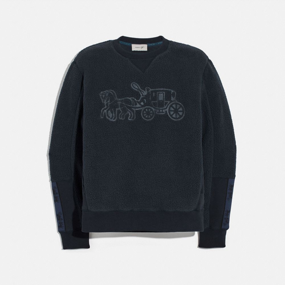 COACH®,HORSE AND CARRIAGE FLEECE SWEATSHIRT,n/a,Deep Navy,Front View image number 0