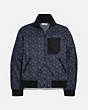 COACH®,HORSE AND CARRIAGE TRACK JACKET,Polyester,BLUE/BLACK,Front View