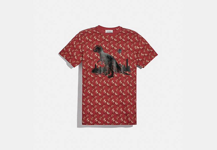 COACH®,HORSE AND CARRIAGE PRINT REXY IN THE CITY T-SHIRT,cotton,RED/PINK,Front View