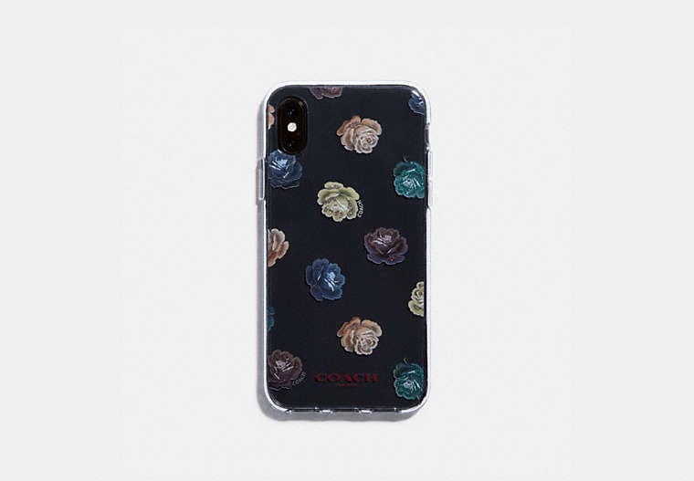 COACH®,IPHONE X/XS CASE WITH ROSE PRINT,Plastic,Multi,Front View