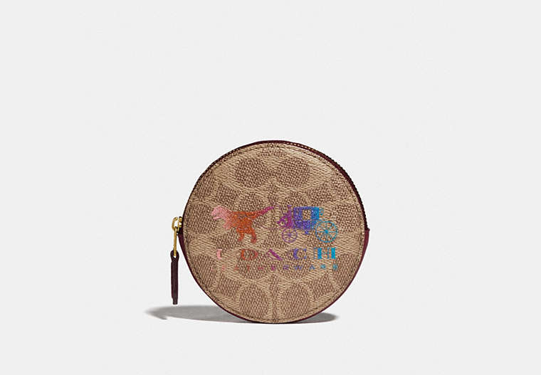 Round Coin Case In Signature Canvas With Rexy And Carriage
