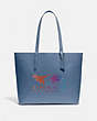 COACH®,HIGHLINE TOTE WITH REXY AND CARRIAGE,Pebble Leather,Large,V5/Stone Blue Multi,Front View