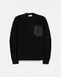 COACH®,CREWNECK SWEATER,wool,Black,Front View