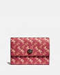 COACH®,POUCH WITH HORSE AND CARRIAGE PRINT,Coated Canvas,RED/WHITE,Front View