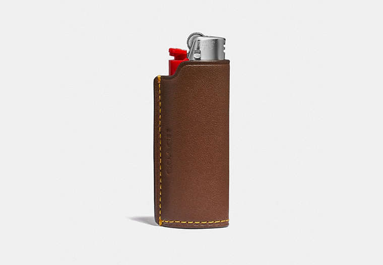 COACH®,TALL LIGHTER CASE,Coated Canvas,Saddle,Front View
