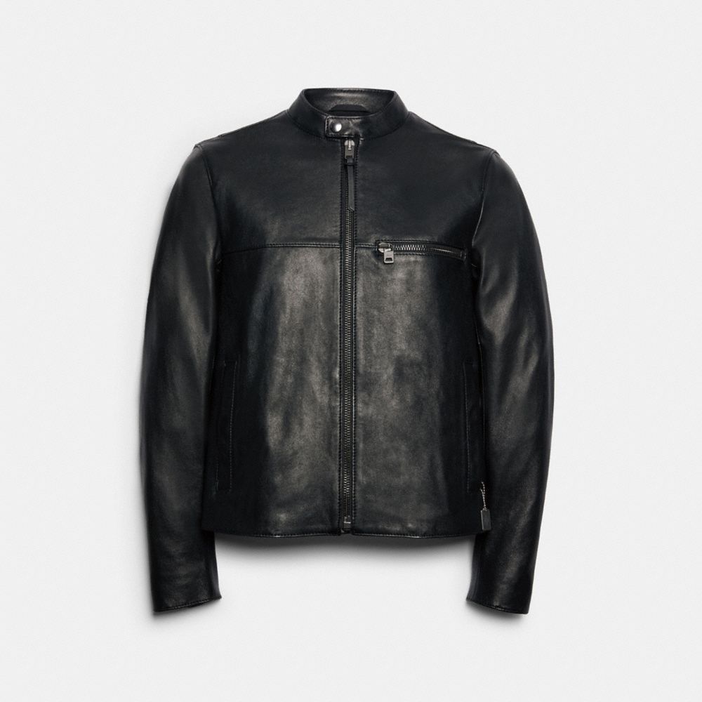 Biker Black Leather Jacket Chains Men - Jackets Creator