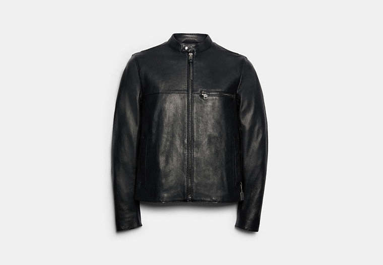 COACH®,LEATHER RACER JACKET,n/a,Black,Front View