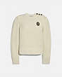 COACH®,FULL SLEEVE CREWNECK SWEATER,Mixed Material,Ivory,Front View