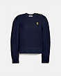 COACH®,FULL SLEEVE CREWNECK SWEATER,Mixed Material,NAVY,Front View