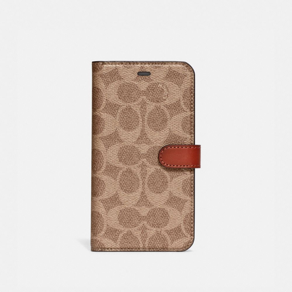 COACH Iphone 11 Folio In Signature Canvas in Brown