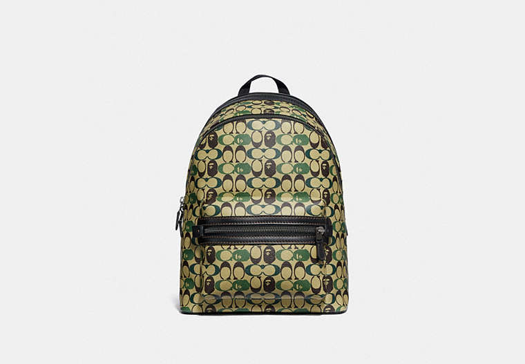 Bape X Coach Academy Backpack In Signature Canvas With Ape Head