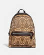 COACH®,BAPE X COACH ACADEMY BACKPACK IN SIGNATURE JACQUARD WITH APE HEAD,Jacquard,X-Large,Light Antique Nickel/Khaki,Front View