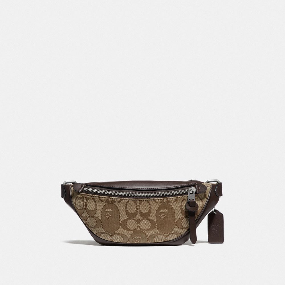 Sac Banane Bape X Coach Rivington 7 En Jacquard Signature Avec Tête De Singe