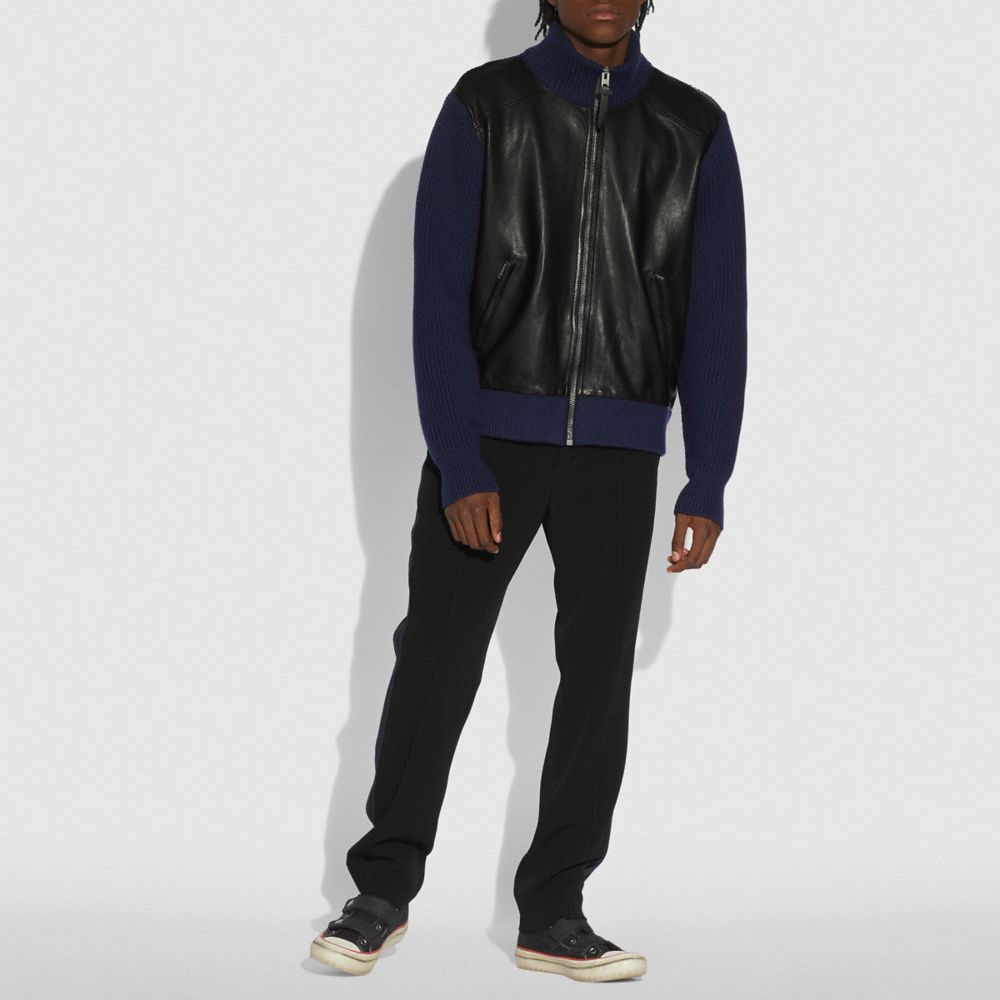 COACH® | COACH®: Zip Leather Sweater Jacket