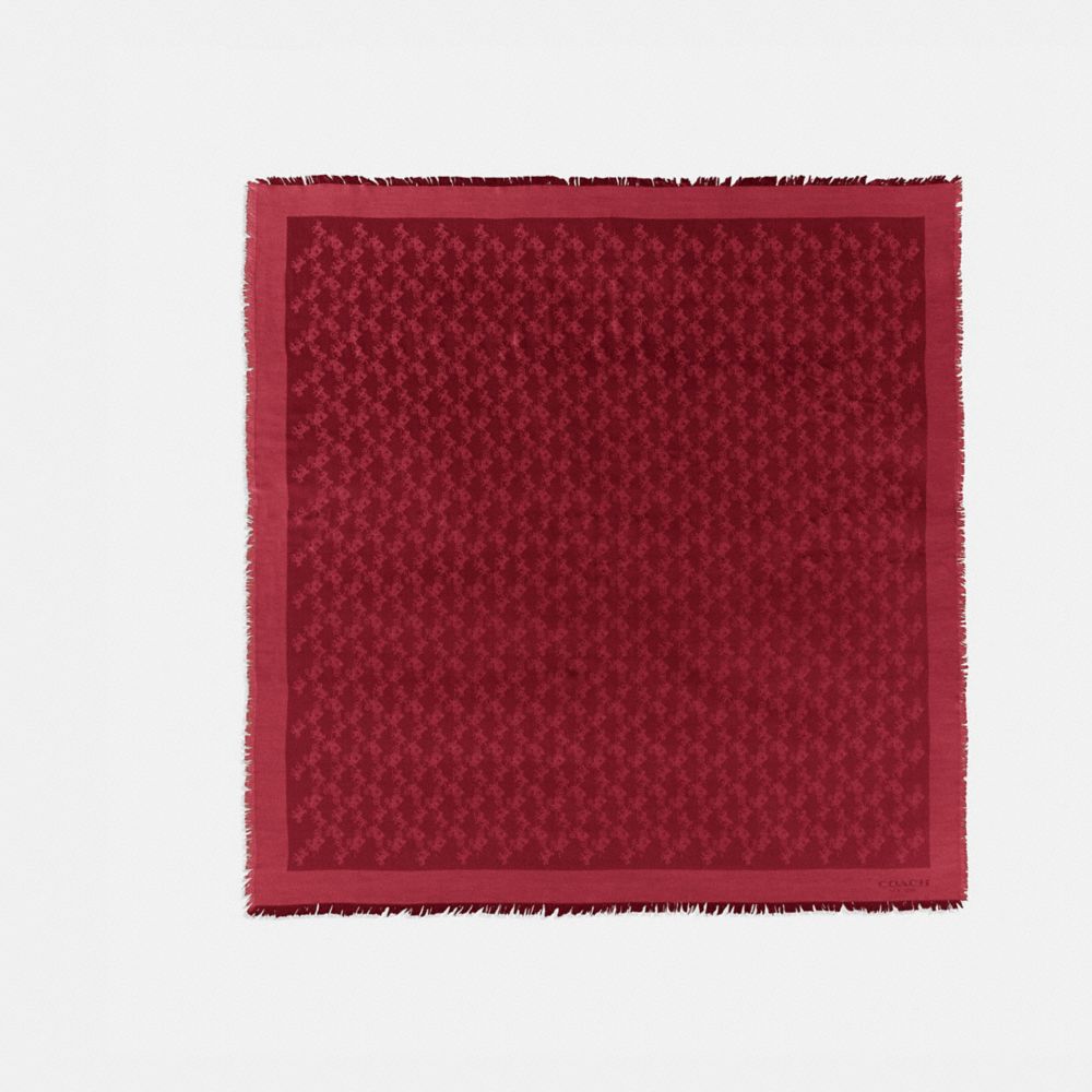 COACH®,HORSE AND CARRIAGE JACQUARD OVERSIZED SQUARE SCARF,Mixed Material,DEEP RED,Front View