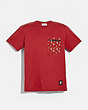 COACH®,LUNAR NEW YEAR NYLON DETAIL T-SHIRT,cotton,Red.,Front View