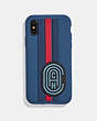 COACH®,IPHONE X/XS CASE WITH COACH PATCH,Leather,True Blue,Front View