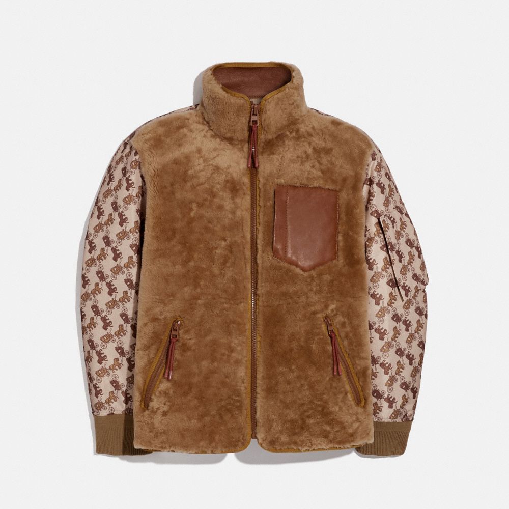 COACH®: Horse And Carriage Print Shearling Ma 1 Jacket