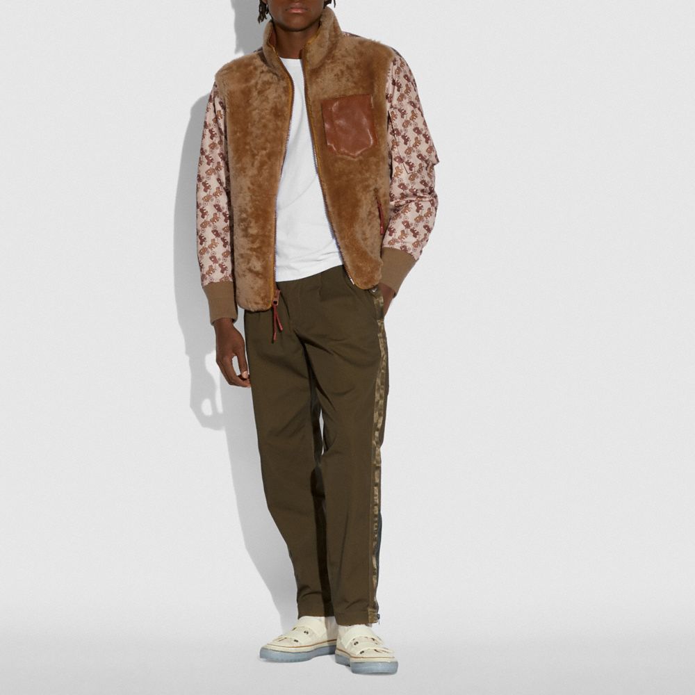Horse And Carriage Print Shearling Ma 1 Jacket