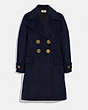 COACH®,DOUBLE BREASTED COAT,cotton,NAVY,Front View