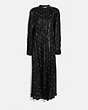 COACH®,METALLIC DOT DRESS WITH BELT,Silk,Black,Front View