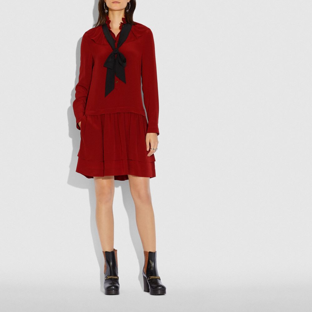 Tie Neck Ruffle Dress