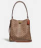 COACH®,CHARLIE BUCKET BAG IN SIGNATURE CANVAS,pvc,Medium,Brass/Tan/Rust,Front View