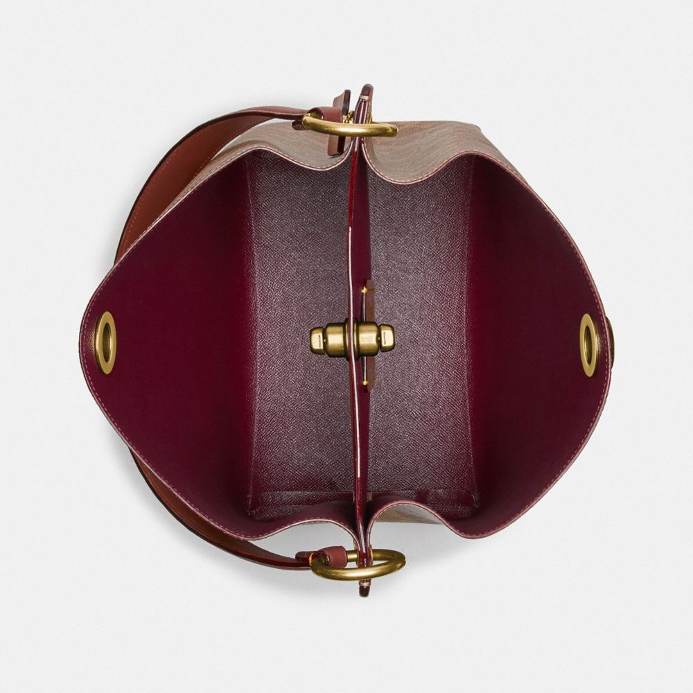 COACH®,Charlie Bucket Bag In Signature Canvas,,Inside View,Top View