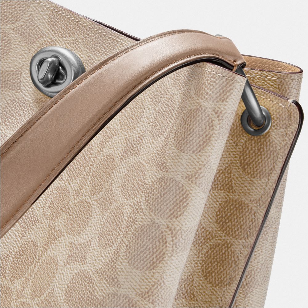 Coach Ladies Coated Canvas Signature Hadley Hobo 21 In Sand Taupe