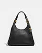 COACH®,CASS SHOULDER BAG,Leather,Large,Brass/Black,Front View