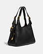 COACH®,CASS SHOULDER BAG,Leather,Large,Brass/Black,Angle View
