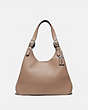 COACH®,CASS SHOULDER BAG,Leather,Large,Light Antique Nickel/Taupe,Front View