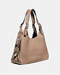 COACH®,CASS SHOULDER BAG,Leather,Large,Light Antique Nickel/Taupe,Angle View