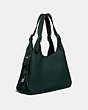 COACH®,CASS SHOULDER BAG,Leather,Large,Pewter/Pine Green,Angle View