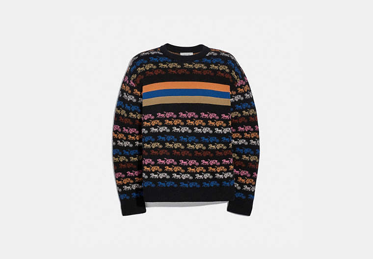 COACH®,RAINBOW HORSE AND CARRIAGE SWEATER,wool,Multi,Front View image number 0
