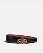 COACH®,HORSE AND CARRIAGE BUCKLE REVERSIBLE BELT, 20MM,Leather,Brass/Black/1941 Saddle,Front View