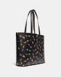 COACH®,HIGHLINE TOTE WITH REXY AND CARRIAGE PRINT,Pebble Leather,Large,Pewter/Black Multi,Angle View