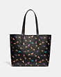 COACH®,HIGHLINE TOTE WITH REXY AND CARRIAGE PRINT,Pebble Leather,Large,Pewter/Black Multi,Back View